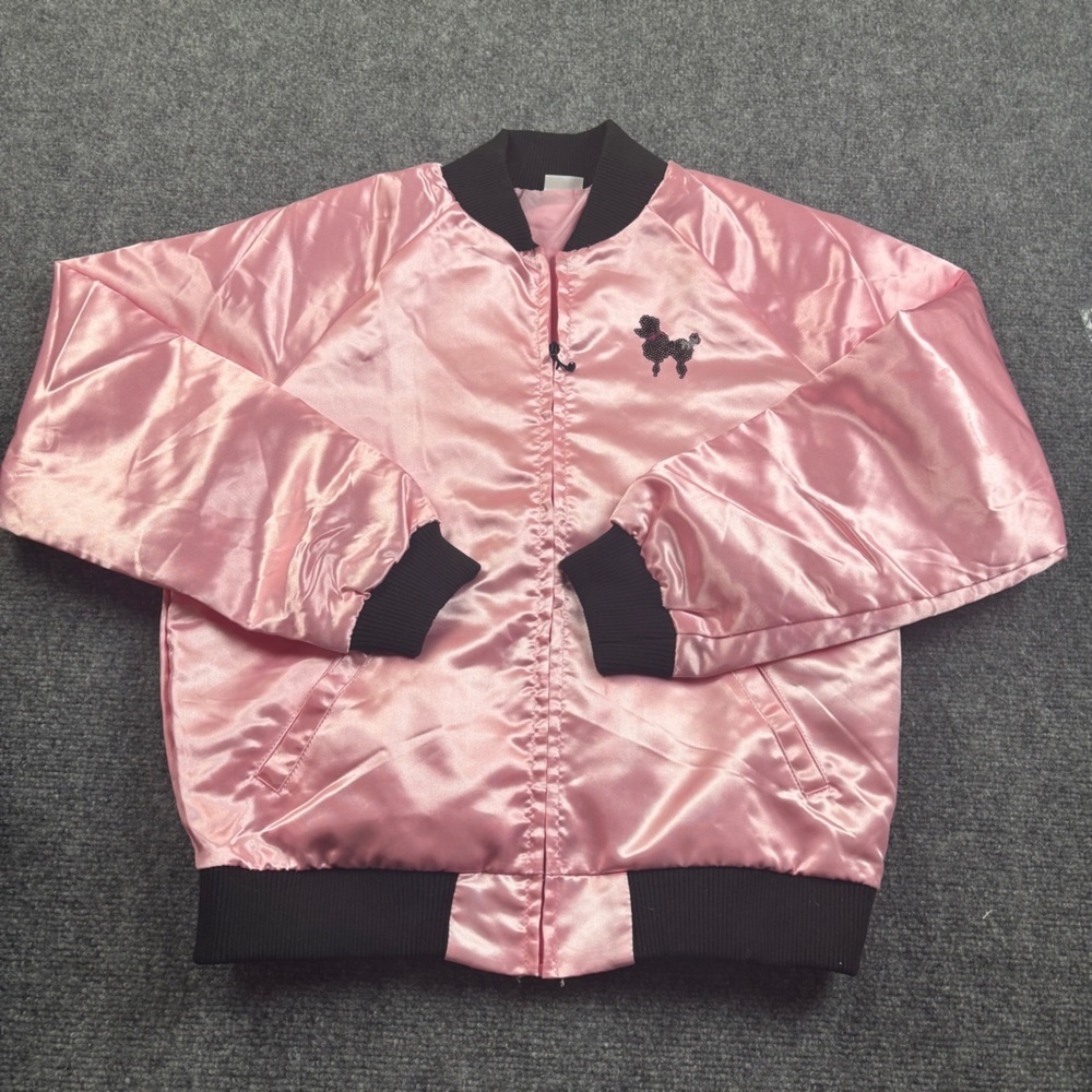 SPIRIT HALLOWEEN Women Pink Satin Sequin poodle retro 50s Costume Jacket Medium